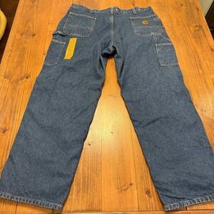 Carhartt B236 DST Flannel Lined Carpenter Blue Jeans Men's 42x32 Dungaree Fit